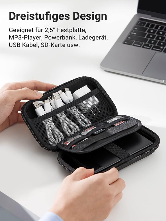 Dreistufiger Kabel‑Organizer für Elektronik
