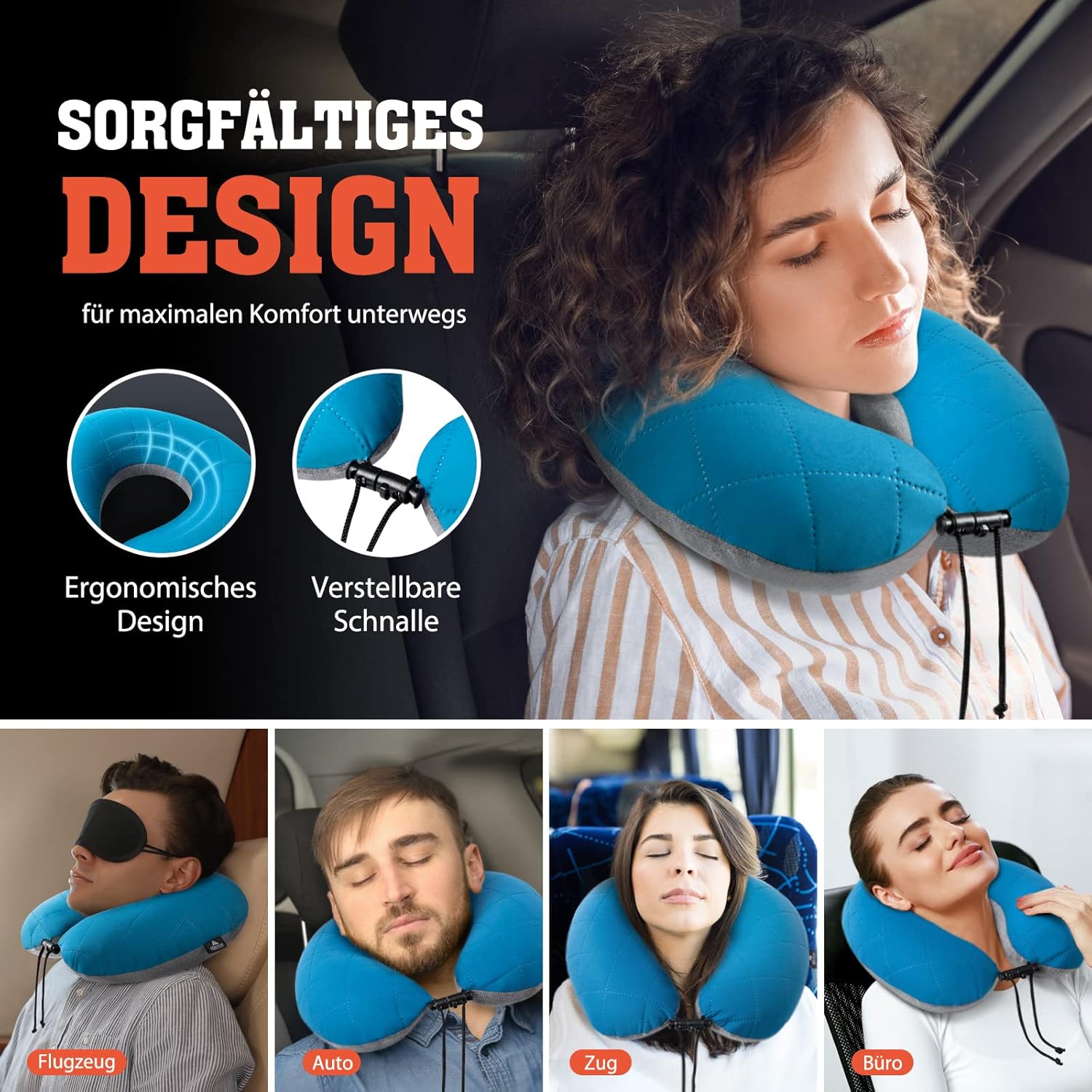 Ergonomisches Reisekissen mit verstellbaren Schnallen